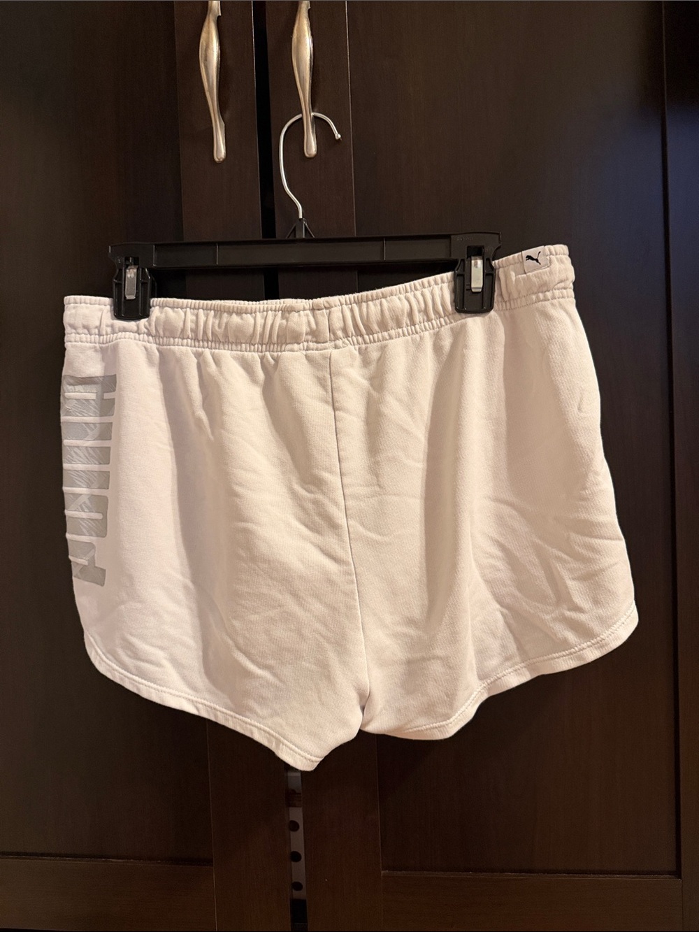 PUMA Women’s White Athletic Drawstring Shorts - Picture 2 of 3